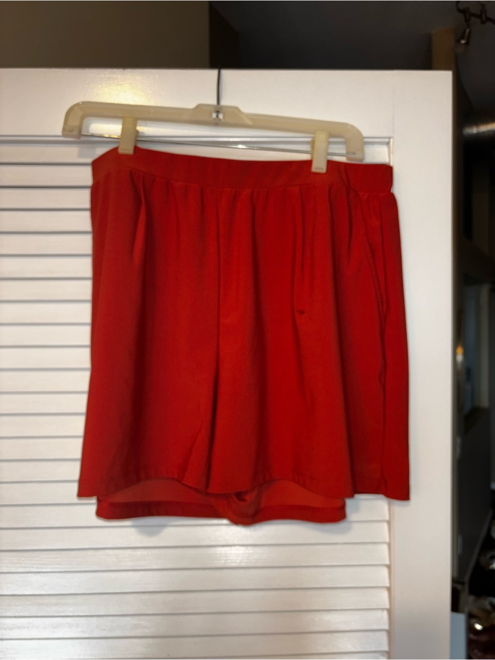 Leith Rust Red Skater Mini Shorts